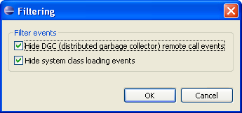 RMI system events filtering dialog (filters out DGC and classloading events)