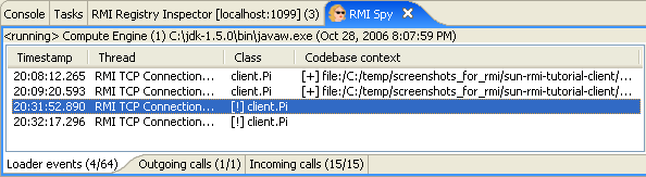 RMI Spy class loader events - some were successful and some were not.